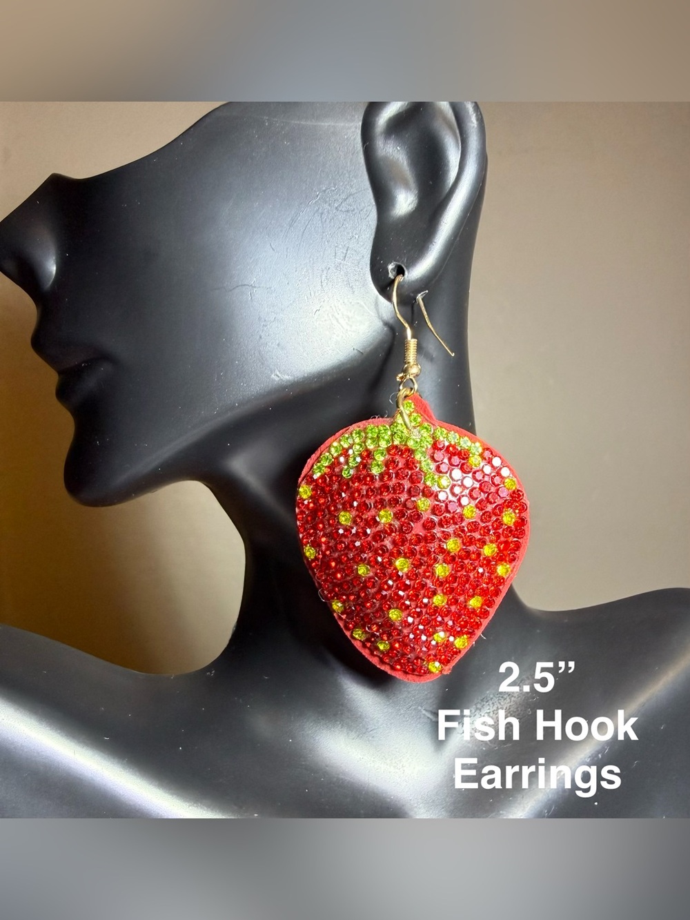 Strawberry Crystal Drop Earrings